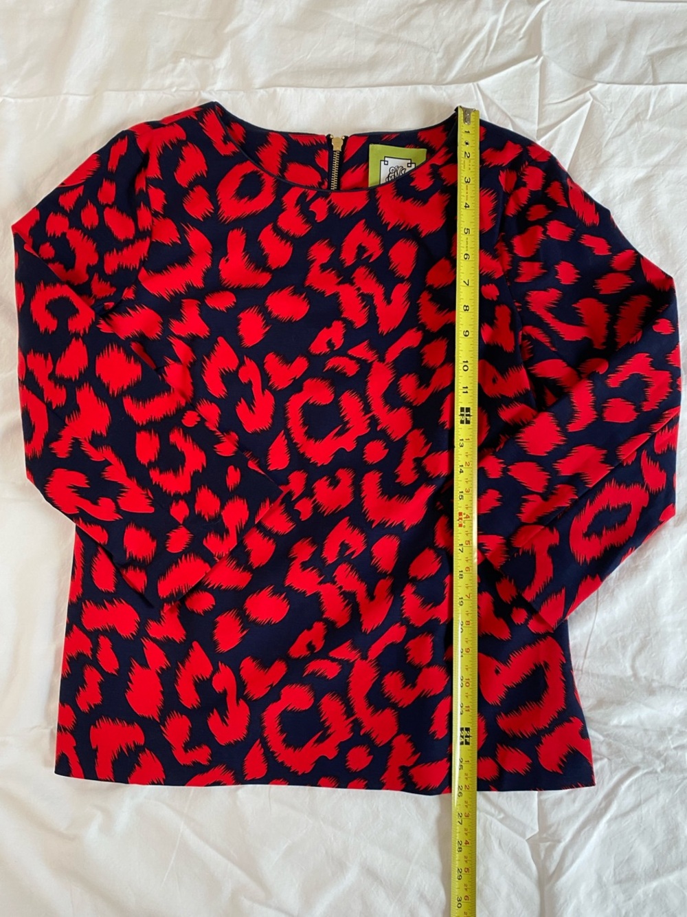 Elizabeth McKay Red and Navy Animal Print Blouse - Picture 9 of 10
